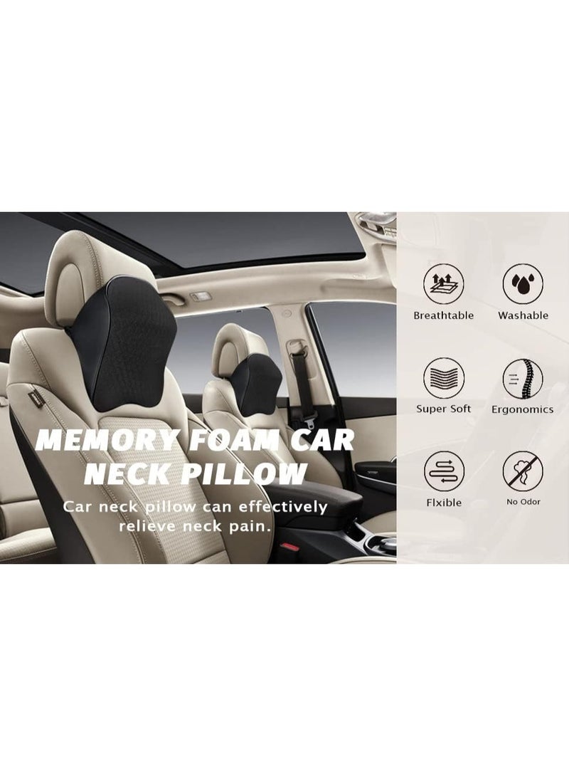 Memory Foam Car Neck Rest Pillow Seat Cushion Neck Support Headrest Ergonomic Help Relieve Neck Pain for Driver Front Back Seat, Office Chair, Fit Most Vehicles (Black Pack of 2) - Image 4